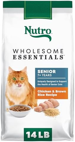 Nutro Wholesome Essentials Senior Dry Cat Food, Chicken & Rice, 14 lb