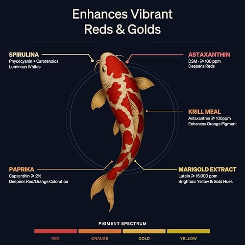 Koi Fish Food (5lb) - Growth & Color Formula, High Protein