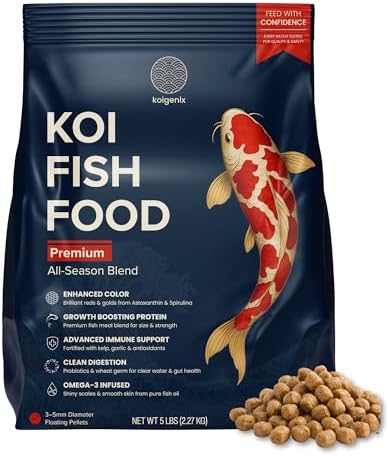 Koi Fish Food (5lb) - Growth & Color Formula, High Protein