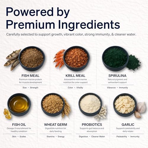 Koi Fish Food (5lb) - Growth & Color Formula, High Protein